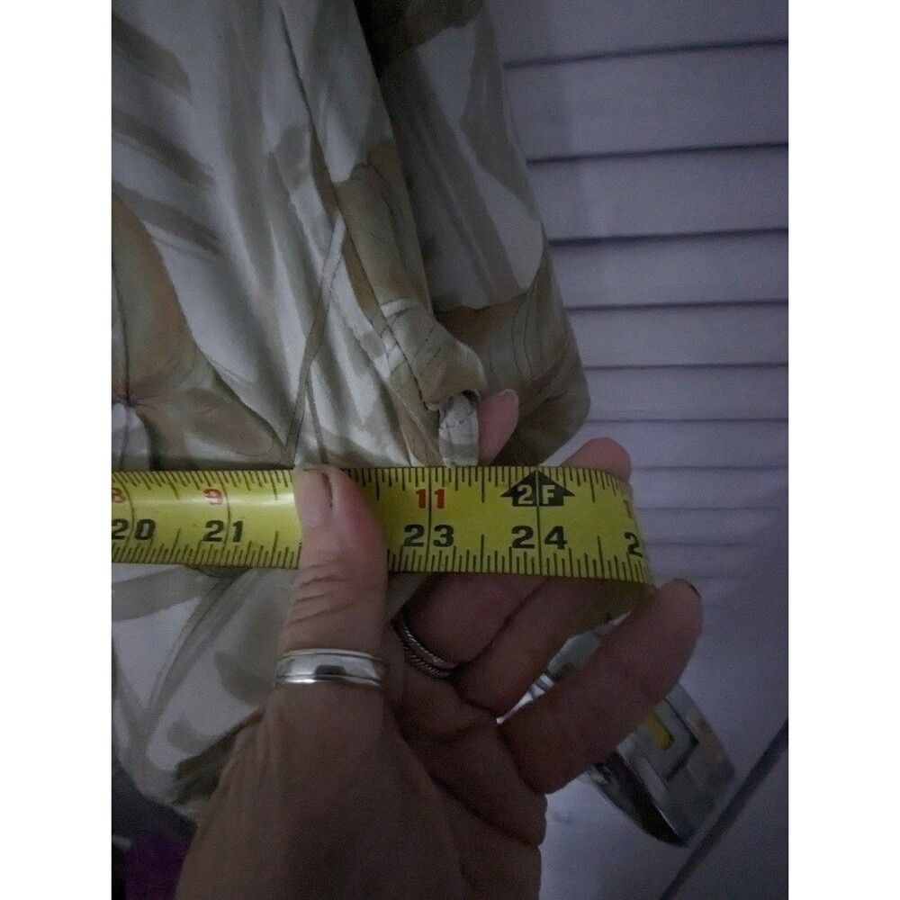 Pierre Cardin Khaki Cream Hawaiian Shirt Size M Rayon Beachy Coastal*Flaws* - Picture 4 of 7